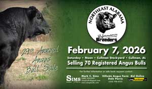 Northeast Alabama Performance Breeders Bull Sale ad