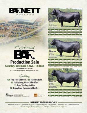 Barnett Angus Ranches Production Sale ad